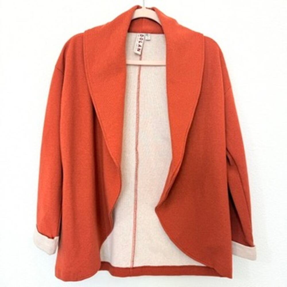 DOLAN Left Coast Collection Open‎ Front Rust Orange Knit Jacket Women XS